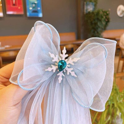 Cute Princess Style Five-Star Snowflake Veil Mesh Bow Childr