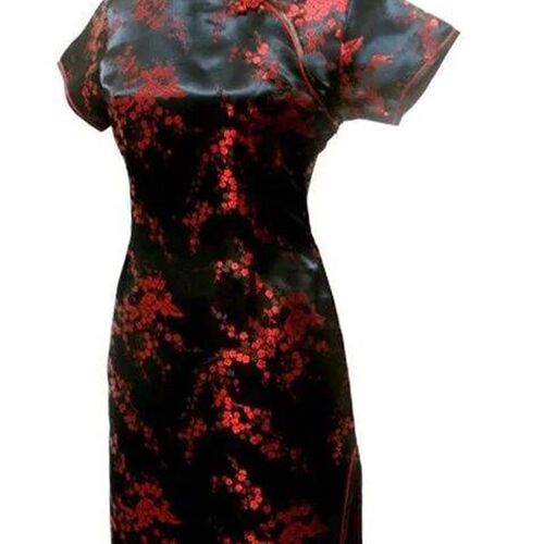 Black Traditional Chinese Women Qipao Dress Sexy Short Mini