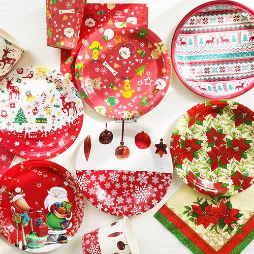 Christmas paper plates Paper cups disposable dinner plates N