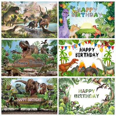 Dinosaur Theme Baby Birthday Photography Backdrops Jungle Tr