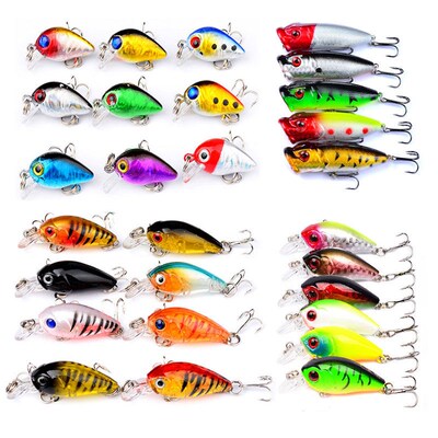 Mixed Colors Fishing Lure Kit Minnow Baits Set Wobbler Crank