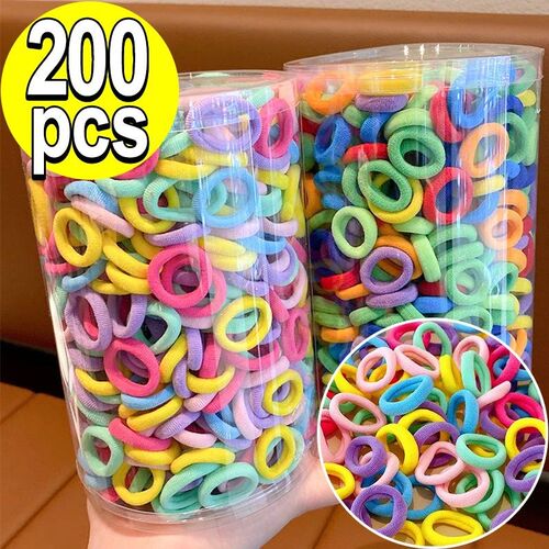100/200Pcs Colorful Girls Nylon Elastic Hair Bands Women tai
