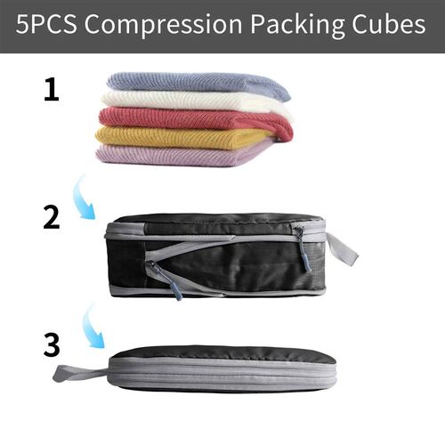 5/8pc Set Compression Packing Cube Extensible Waterproof Org