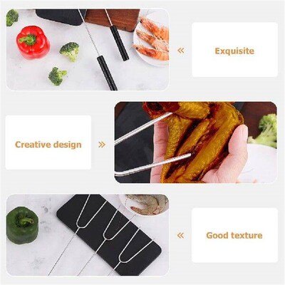 6 Pcs Meat Carving Fork Stainless Steel Barbecue Supplies