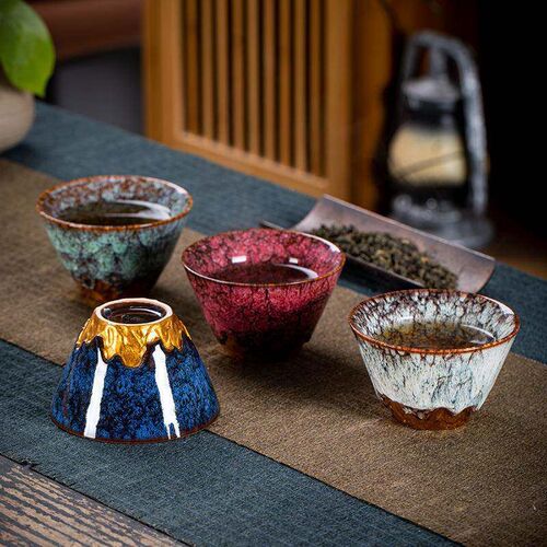 Kiln Change Ceramic Tea Cup Porcelain Kung Fu Cups set
