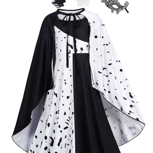 Jurebecia Girls Villains Cruella Deville Dress Up Costume