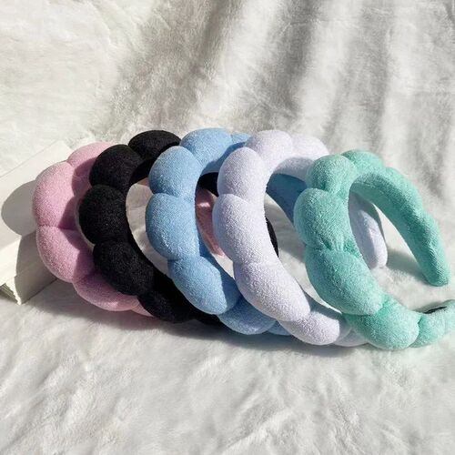 Sponge Co Spa Makeup Bubble Terry Cloth Headband Puffy Retro