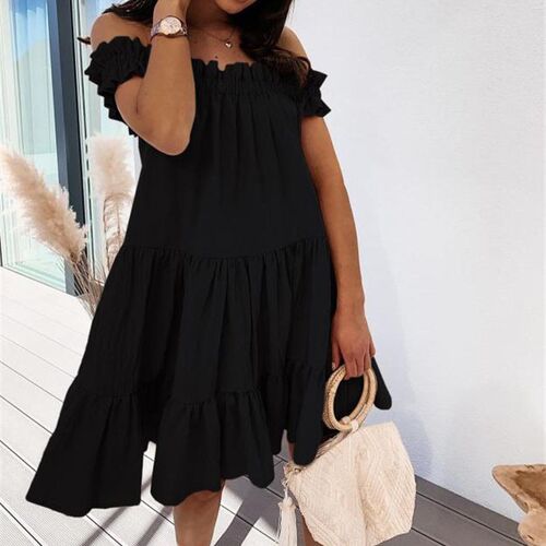 Summer Dress Womens Clothing  A-Line Dresses Ruffles Slash