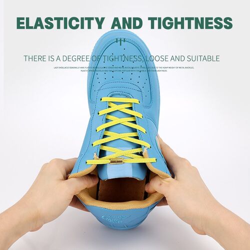 1Pair Elastic Flat Shoelaces No Tie Shoe laces Metal Lock Cr
