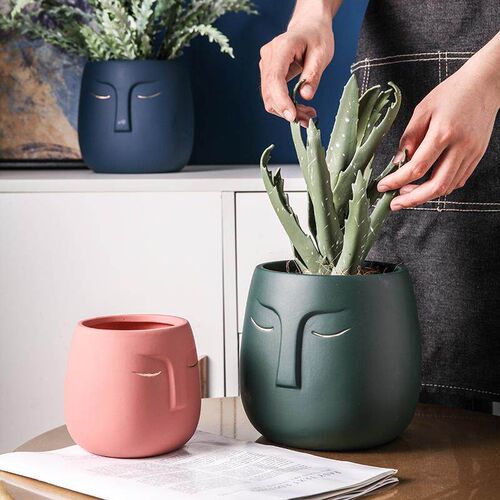 Ceramic Vase Creative Ceramic Face Living Room Desktop Flowe