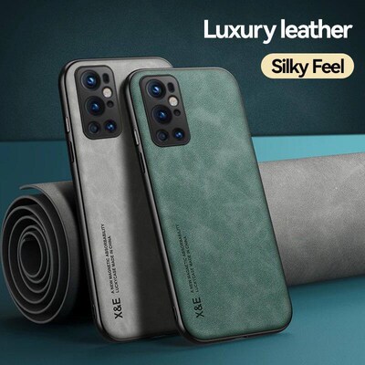 For Oneplus 8 9 7 Pro Case Leather Texture Car Magnetic Stan