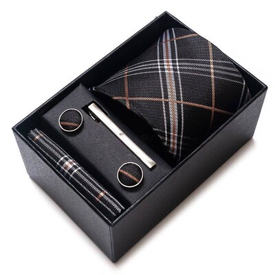 Tie Handkerchief Cufflink Set For Men Necktie Holiday Gift B