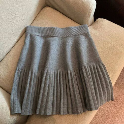 Pleated Skirt Korean Sweet Knitted Skirt Sweet Elatic Wait L