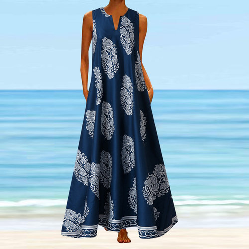 Womens Clothes V-neck Sleeveless Insert Pocket Summer