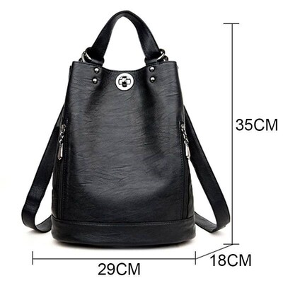 High Quality Soft Leather Bagpack Women Fashion Anti-theft B