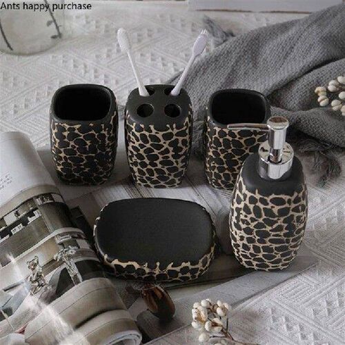 Ceramic Bathroom Five Piece Set Leopard Bathroom Wash