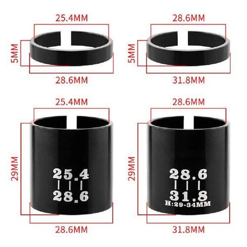 Bicycle Front Fork Conversion Sleeve 25.4/31.8