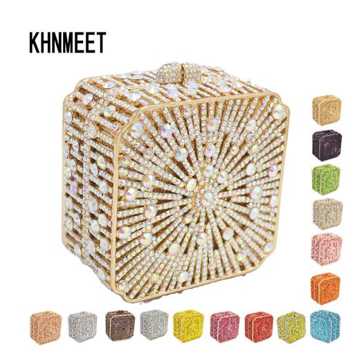 Female banquet Party Bag  Crystal Clutch Bag Box Classic Met