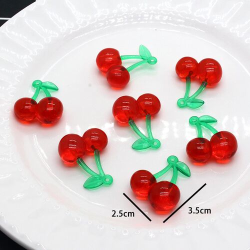10pcs Clear Fruit Acrylic Cherry Earring Charms DIY INS Fash