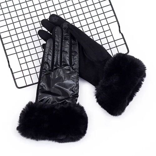 Fashion Women Winter Warm Suede Leather Touch Screen Driving