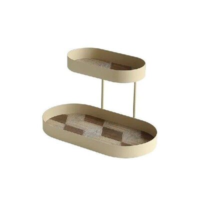 AhunderJiaz Milk Tea Oval Storage Box Iron Double Storage
