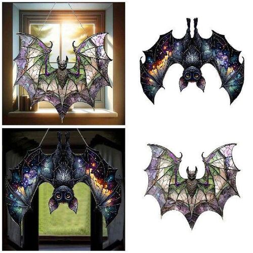 Bat Stained Glass Window Pendant Bat Suncatcher Halloween