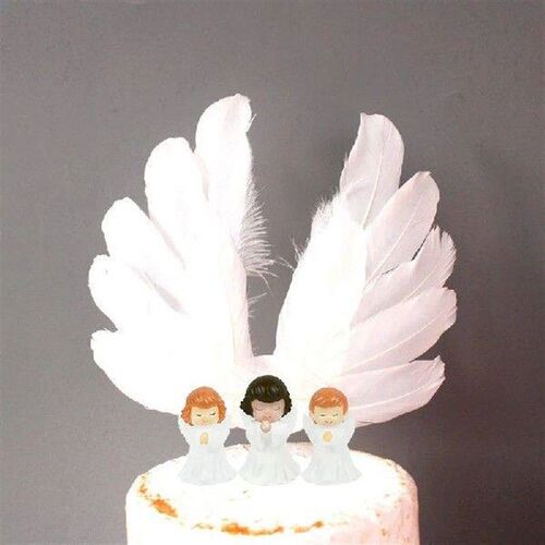 1pc Cute Angel Wing Feather Cake Topper For Baby Shower