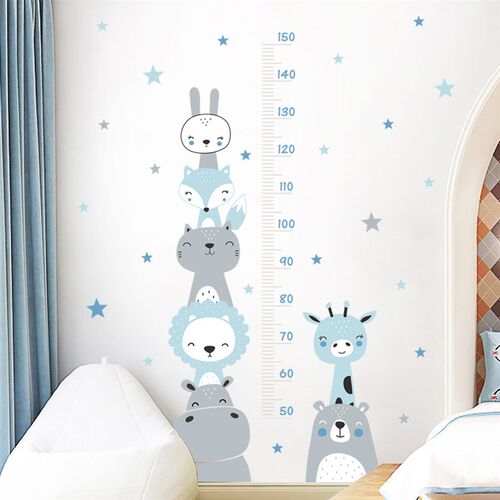 Cartoon Baby Height Measurement Lion Animals Wall Sticker St