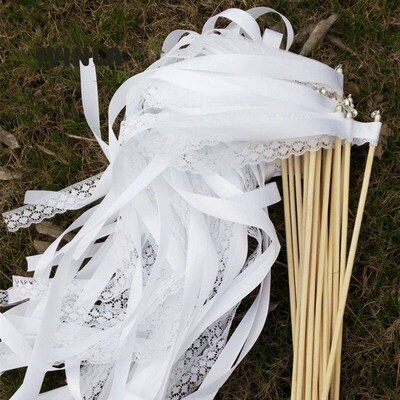 (10/20/50Pieces/Lot)Style A white ribbon wedding wands with