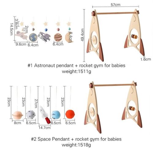 Baby Wooden Gym Frame Rocket Model Newborn Play Gym Activity