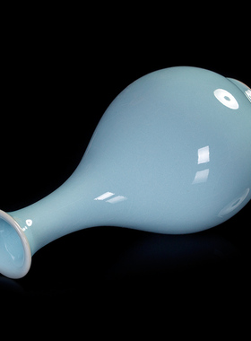 廷怀窑 汝窑天青釉玉壶春花瓶 摆件 高档礼盒装 汝州汝瓷花瓶花插