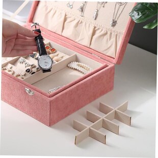 Jewelry box earring storage box necklace ring two layers