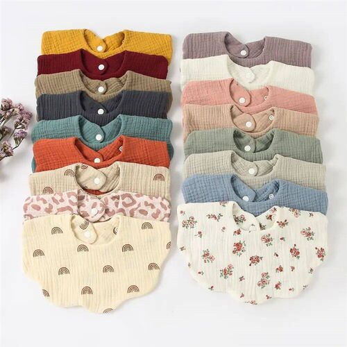 Cotton Soft Baby Print Bibs Solid Color Infant Bib Newborn B