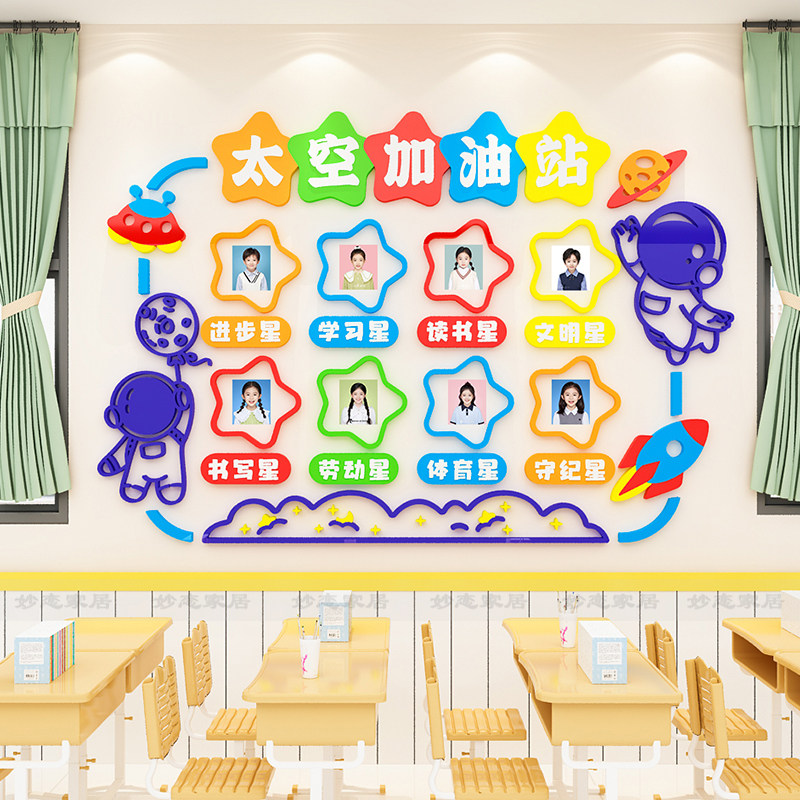 每周班级之星墙贴纸立体3d教室布置装饰文化墙中小学评比栏墙贴纸,家居饰品,文化墙贴,淘宝优惠券,粉丝福利购,淘宝优惠卷