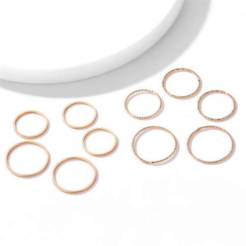 10 pcs/set Minimalist Midi Round Twist Weave Ring Set Fashio