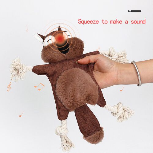 Funny Soft Plush Rope Pet Toy Cute Squeaky Sound Toys Squirr