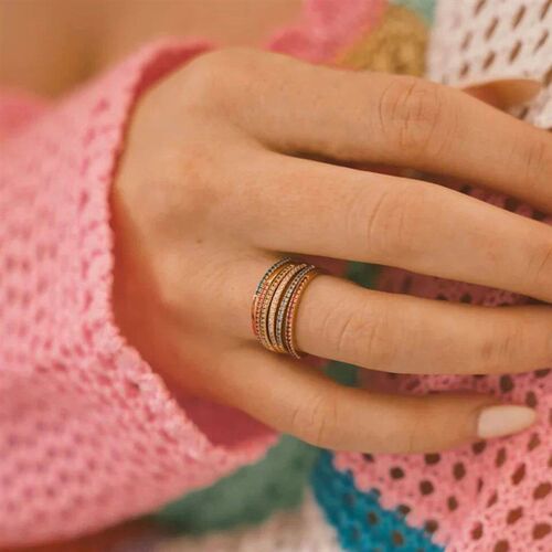 eManco Rhinestone Birthstone Stainless Steel Ring Luxury Jew
