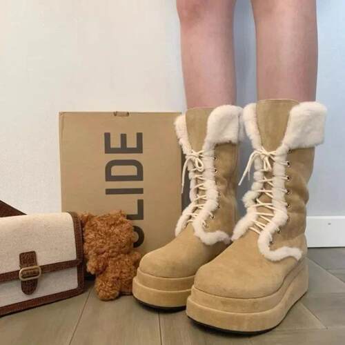 New Fashion Womens Ankle Boots 2023 Winter Warm Short Plus
