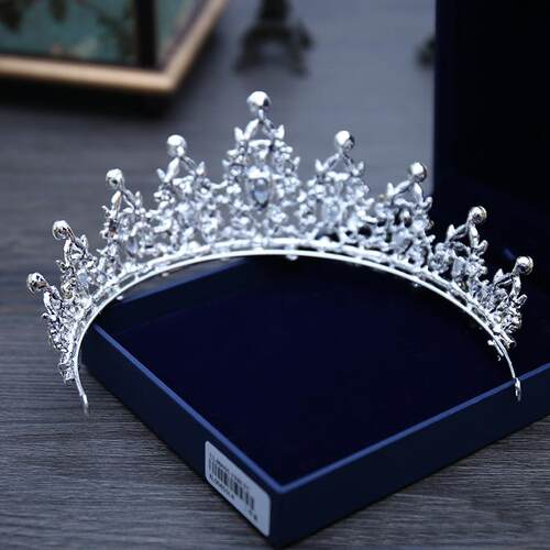 Wedding Hair Tiara Crystal Bridal Tiara Crown Silver Color D