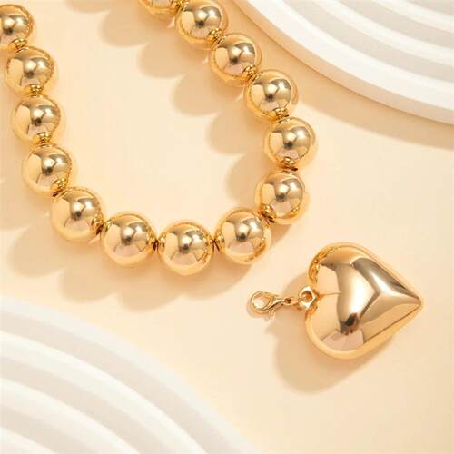 thewangs stuBig B Ball Beaded Chain and Heart Pendant Ne