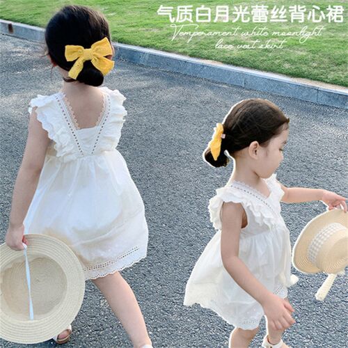 Summer Thin Vest Dress for Girls 77066 Fashionable Lace Prin
