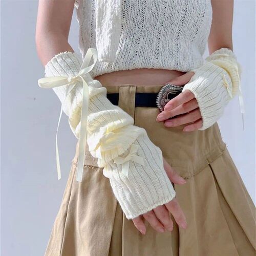 Cool Half Finger Knitted Gloves Fingerless False Sleeves Arm