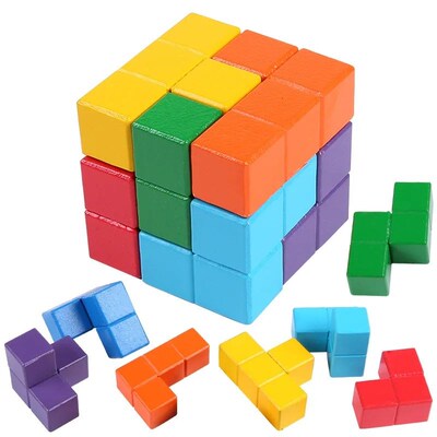NEW 3D Wooden Children Early Educational Soma Cube Toys Mont
