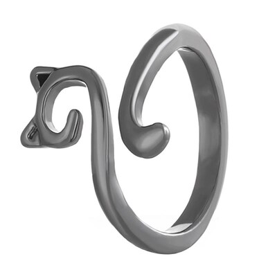 Opening Adjustable Fashion Animal Cat Ring Jewelry欧美猫戒指