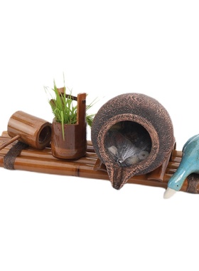 鱼缸水循环竹子流水器瓷缸石槽圆形瓦缸养鱼增氧小型过滤泵