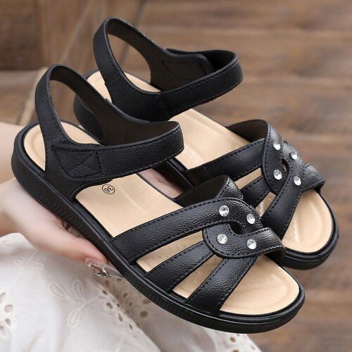 Elderly Ladies Summer Sandals Flat Heel Soft Sole NonSlip We
