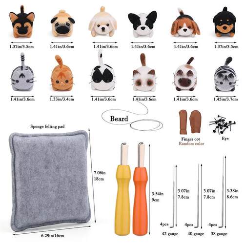 Cat Dog Animals DIY Needle Felting Set with Foam Material fo