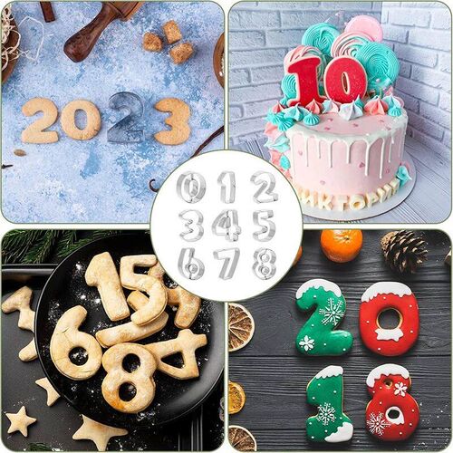 9Pcs Number Cookie Cutters Set Stainless Steel Digital Shape