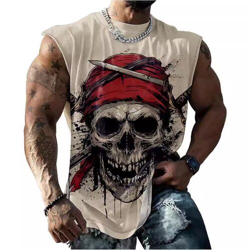 Mens Youth Mens Loose Vest Spider Pattern Print rendy Casu