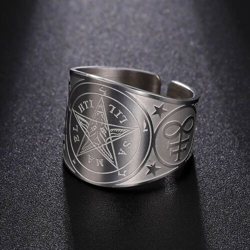 New In Occult Sigil of Baphomet Ring for Men Personality Dev